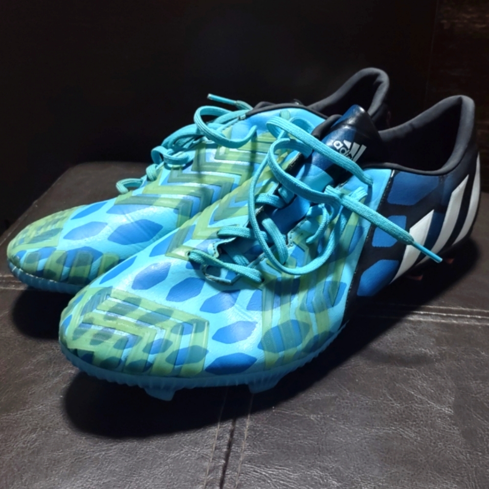 Adidas Blue and Green Soccer Cleats